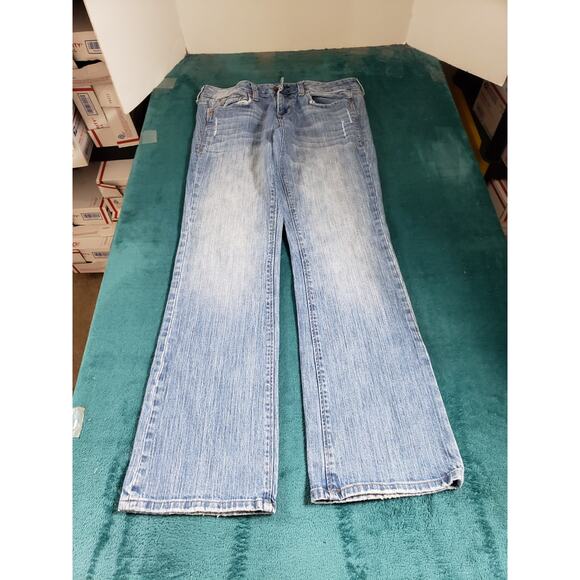 American Eagle Jeans Size 8 Womens Blue Stretch Denim Mid Rise True Bootcut - Picture 1 of 13